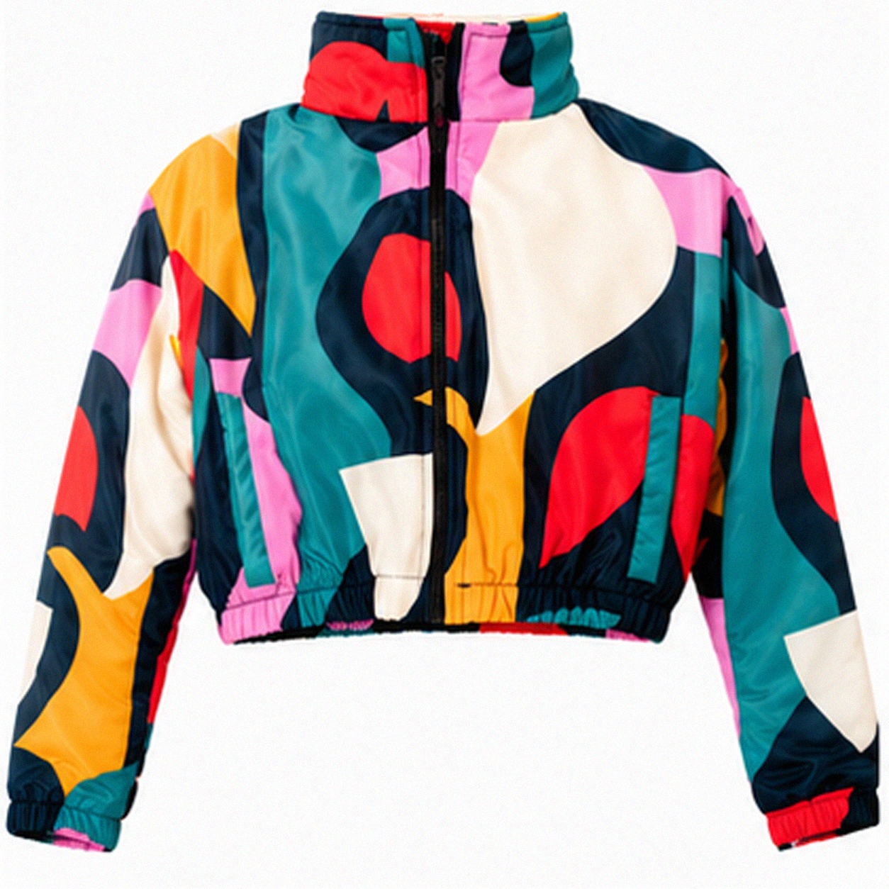 Abstract Wave Cropped Parka - Image 3